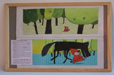 Autre panneau de présentation du travail préparatoire de l'illustrateur.