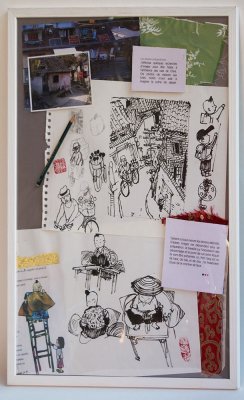 Autre panneau de présentation du travail technique de l'illustrateur Frédérick Mansot - 4 panneaux en tout.