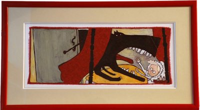 Illustration originale encadrée du petit chaperon rouge - Frédérick Mansot