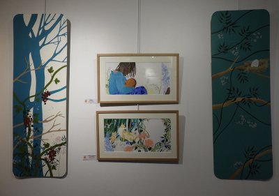 Originaux installés avec leur décor correspondant - Médiathèque de Loudéac (22)