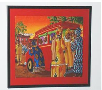 Illustration originale de Christian Kingue-Epanya - "Le taxi brousse de papa Diop"