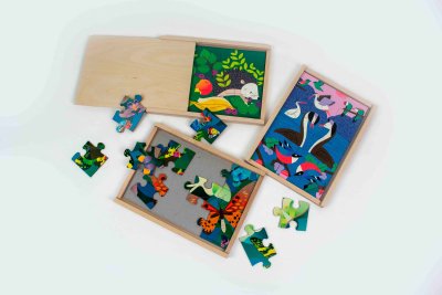 puzzles et leurs supports pour les enfants âgés de 18-36 mois (30x20x2cm) 12 pièces