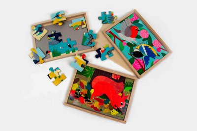 puzzles et leurs supports pour les enfants âgés de 18-36 mois (30x20x2cm) 12 pièces