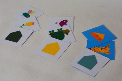 Cartes des jeux de tri correspondant aux différentes cabanes d'activités.