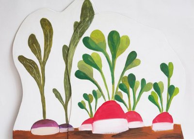 Décor de radis et navets - En tout, 7 décors reprenant les fruits et légumes du jardin de Pomelo.